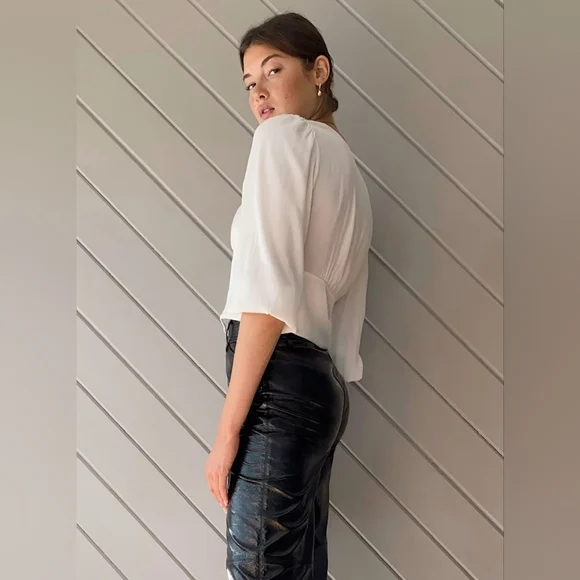 Aritzia Wilfred Romance Me Blouse Lace-trimmed V-neck Corset Size XXS - Picture 6 of 14